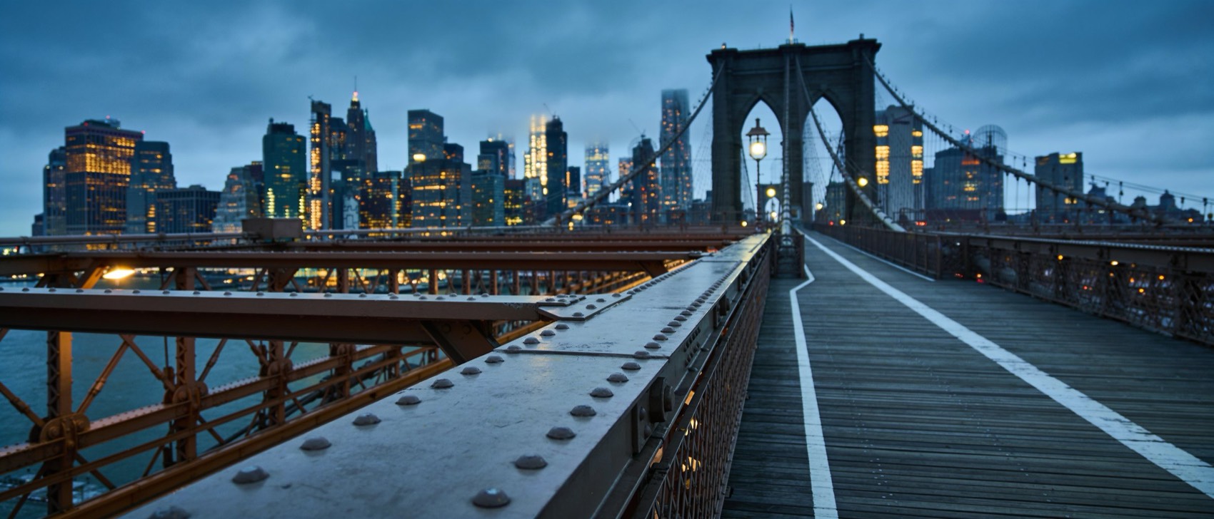 New York City skyline at dusk
