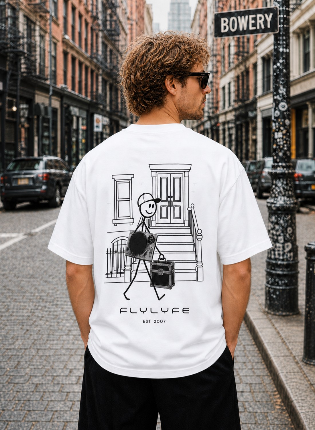 The Brownstone DJ Tee — FLYLYFE house-music streetwear tee